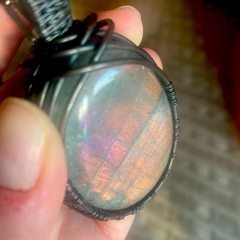 Reversible artisan Labradorite pendant